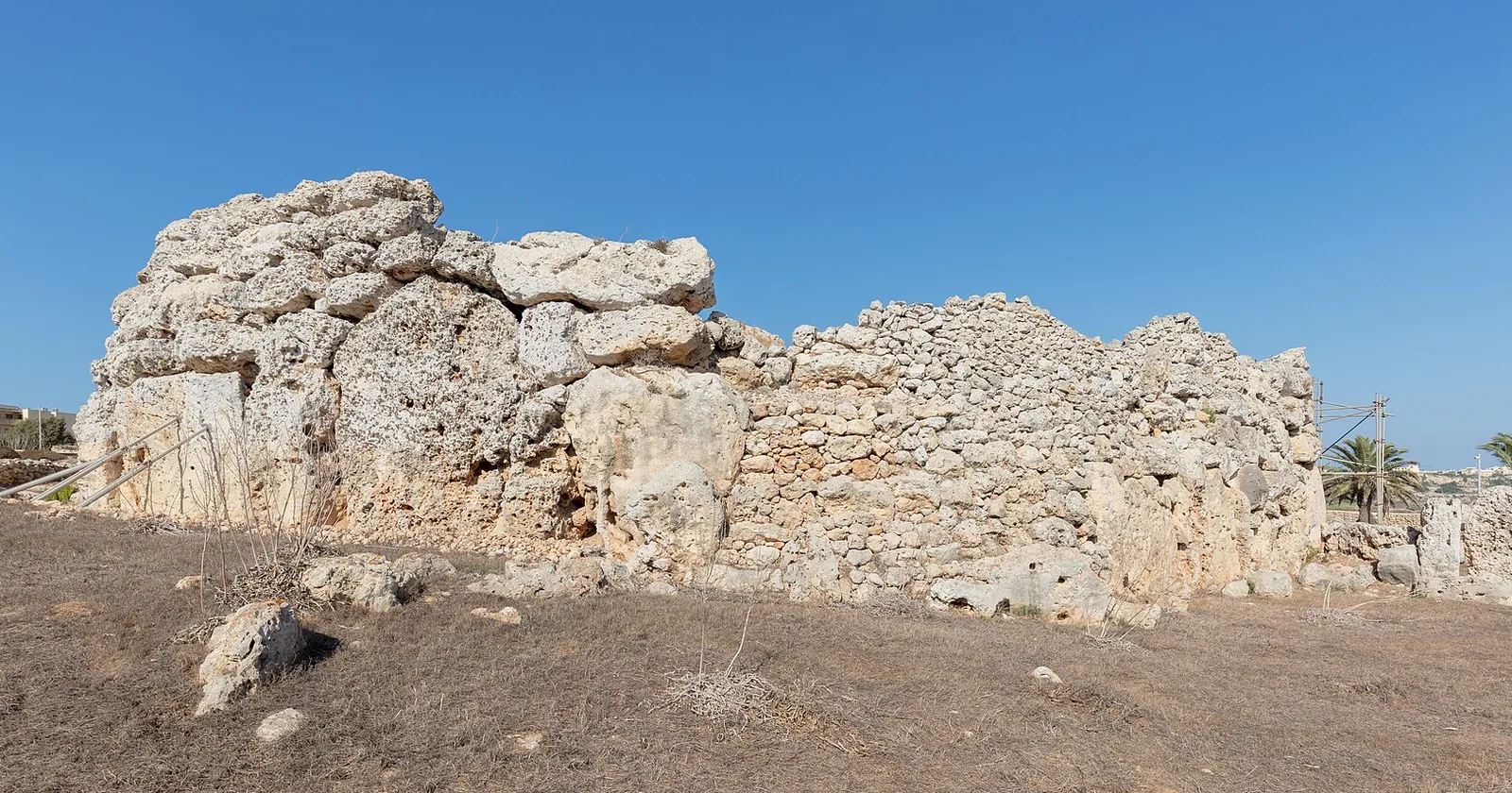 Massive limestone blocks in the outer wall of Ggantija temple, Gozo